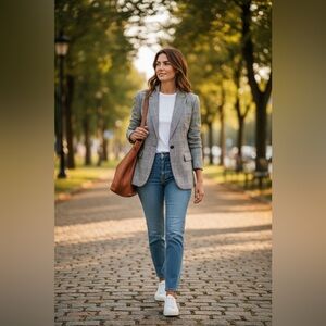 Banana Republic Black and Gray Glen Plaid Classic Fit Jacket Blazer Size 0 NWT